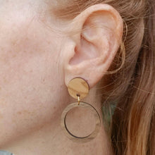 Load image into Gallery viewer, Hoopla Mixed Hardwood Cherry and Walnut Hoop Earrings