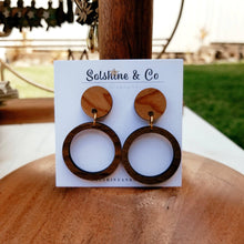 Load image into Gallery viewer, Hoopla Mixed Hardwood Cherry and Walnut Hoop Earrings