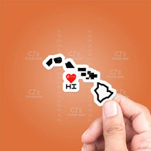 Load image into Gallery viewer, Hawaii Pixel Heart State Outline Sticker Vinyl Decal