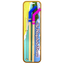 Load image into Gallery viewer, Honolulu Straw 2-Pack Reusable Bamboo Drinking Straws with Silicone Tip and Cleaning Brush