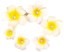 Load image into Gallery viewer, 2” & 2.75” Elegant White Plumeria & Pearl Foam Hair Clips