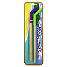 Load image into Gallery viewer, Honolulu Straw 2-Pack Reusable Bamboo Drinking Straws with Silicone Tip and Cleaning Brush