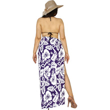 Load image into Gallery viewer, Women&#39;s Beach Wrap Floral Purple White
