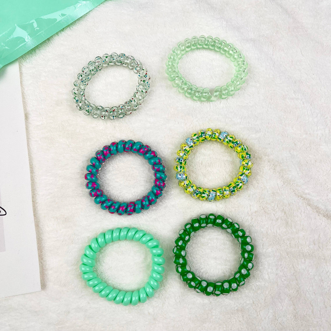 6PCS Gradient Color Phone Cord Hair Tie Women's Rubber Band
