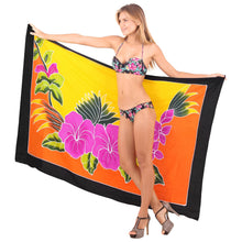 Load image into Gallery viewer, Women&#39;s Hand Painted Beach Wrap Tangerine Floral
