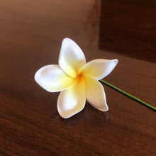 Load image into Gallery viewer, Plumeria Foam Flower with Stem White 2.25&quot;
