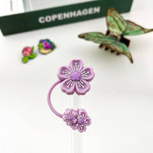 Load image into Gallery viewer, Purple Cherry Blossom Straw Topper
