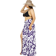 Load image into Gallery viewer, Women&#39;s Beach Wrap Floral Purple White
