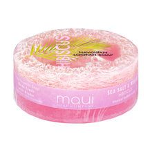 Load image into Gallery viewer, Hibiscus Sea Salt &amp; Kukui Exfoliating Loofah Soap 4.75oz

