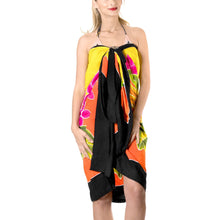 Load image into Gallery viewer, Women&#39;s Hand Painted Beach Wrap Tangerine Floral
