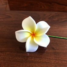 Load image into Gallery viewer, Plumeria Foam Flower with Stem, White Yellow 2.5"
