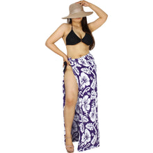 Load image into Gallery viewer, Women&#39;s Beach Wrap Floral Purple White
