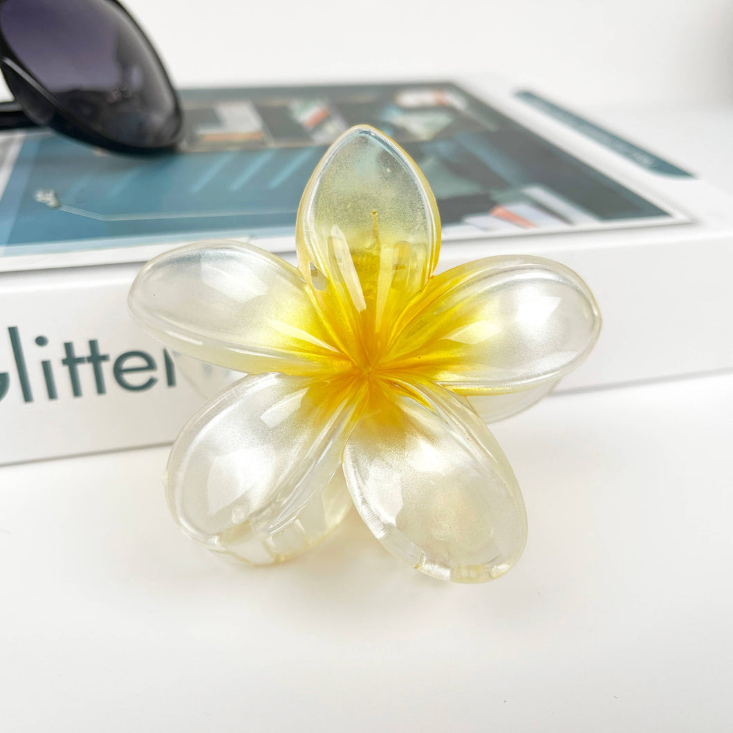 Plumeria Pearlescent Claw Hair Clips