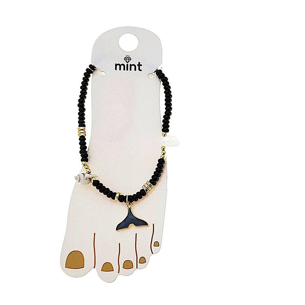 Whale Tail Beaded Shell Anklet