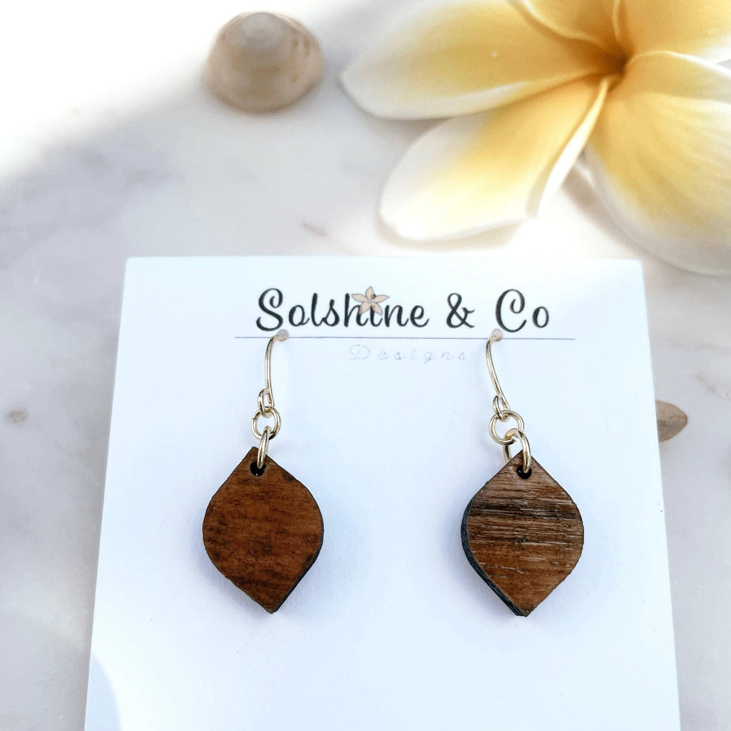 Small Koa Dangle  Earrings