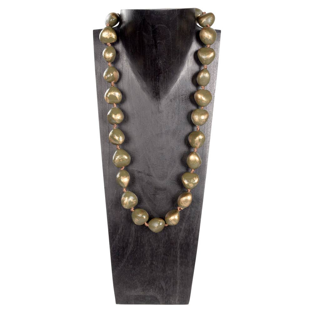 Gold Splash Kukui Necklace Olive