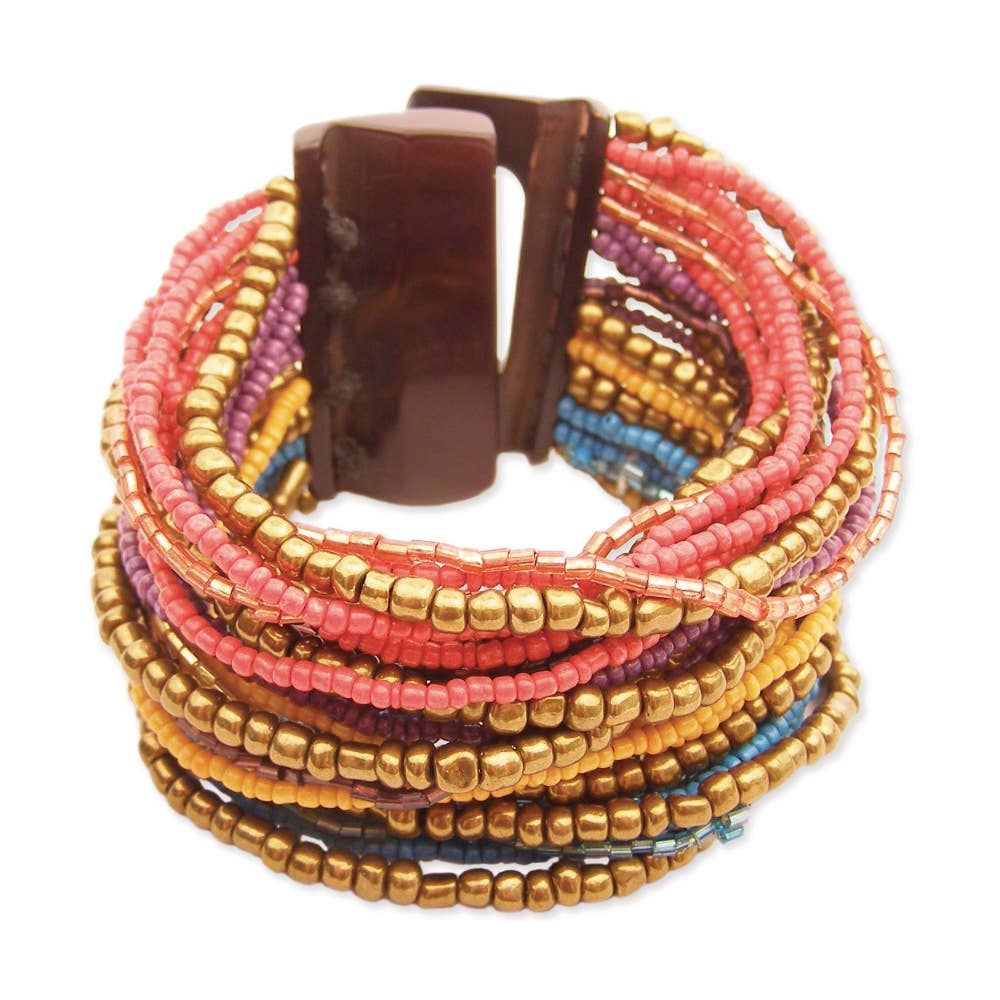 32 Line Multi Seed Bead Resin Clasp Bracelet