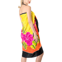 Load image into Gallery viewer, Women&#39;s Hand Painted Beach Wrap Tangerine Floral
