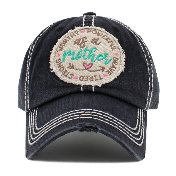 As A Mother Embroidered Distressed Cap