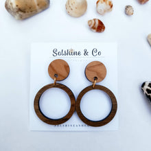 Load image into Gallery viewer, Hoopla Mixed Hardwood Cherry and Walnut Hoop Earrings
