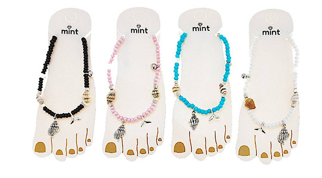 Beaded Shell Charm Anklet