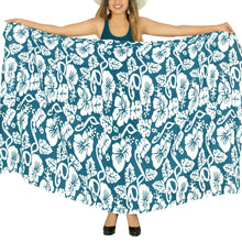 Load image into Gallery viewer, Women&#39;s Beach Wrap Floral Teal White
