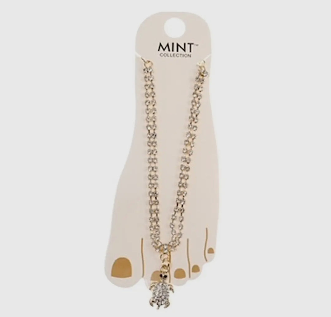 Rhinestone Sea Turtle Anklet