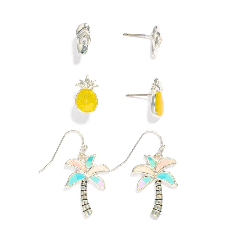 Flip Flops, Pineapples & Palm Trees Drop Earring Set