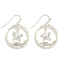 Load image into Gallery viewer, Starfish Drop Earrings with Rhinestone Wave
