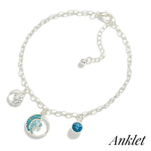 Load image into Gallery viewer, Silver Chain Link Anklet with Ocean Waves
