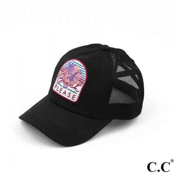 Beach Please Patch Criss-Cross Pony Cap