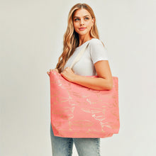 Load image into Gallery viewer, Beach Bag Featuring Metallic Whale Print No
