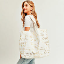 Load image into Gallery viewer, Beach Bag Featuring Metallic Whale Print No
