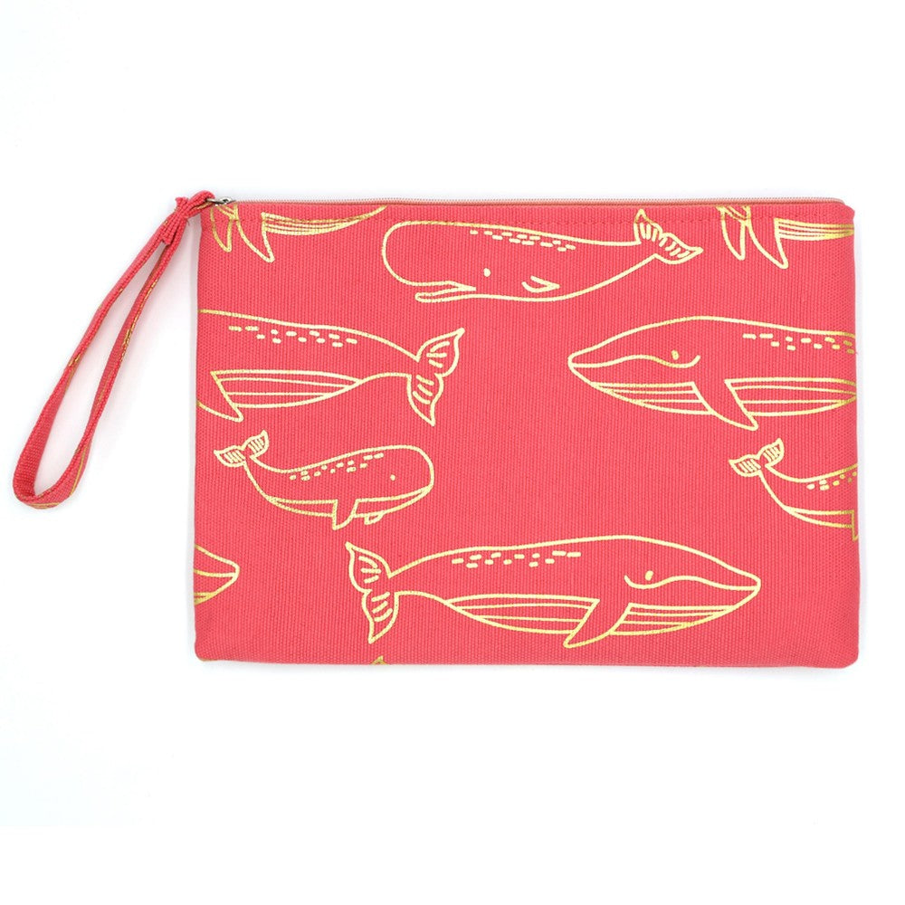 Beach Bag Featuring Metallic Whale Print