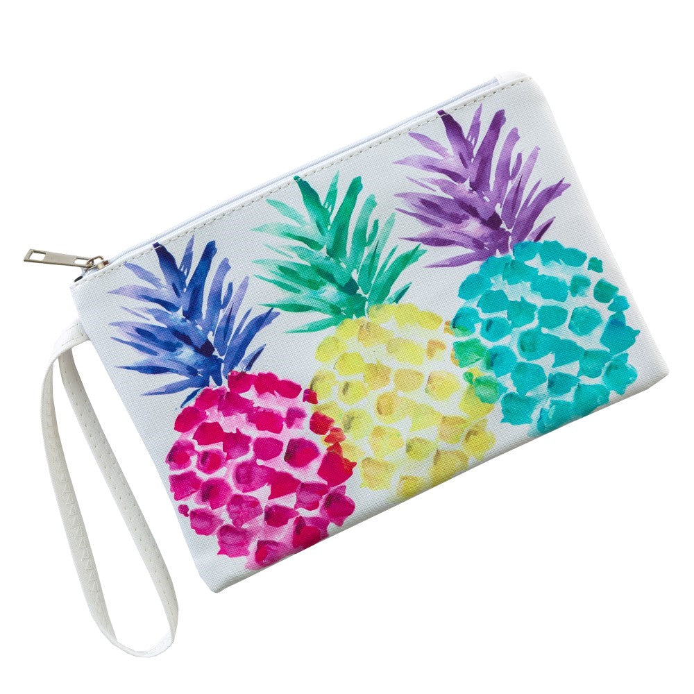 Multicolor Pineapple Print Wristlet Pouch