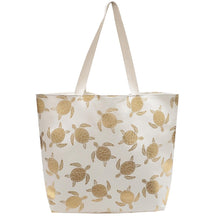 Load image into Gallery viewer, Metallic Sea-turtle Print Canvas Tote Bag
