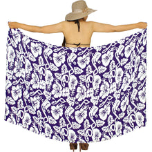 Load image into Gallery viewer, Women&#39;s Beach Wrap Floral Purple White
