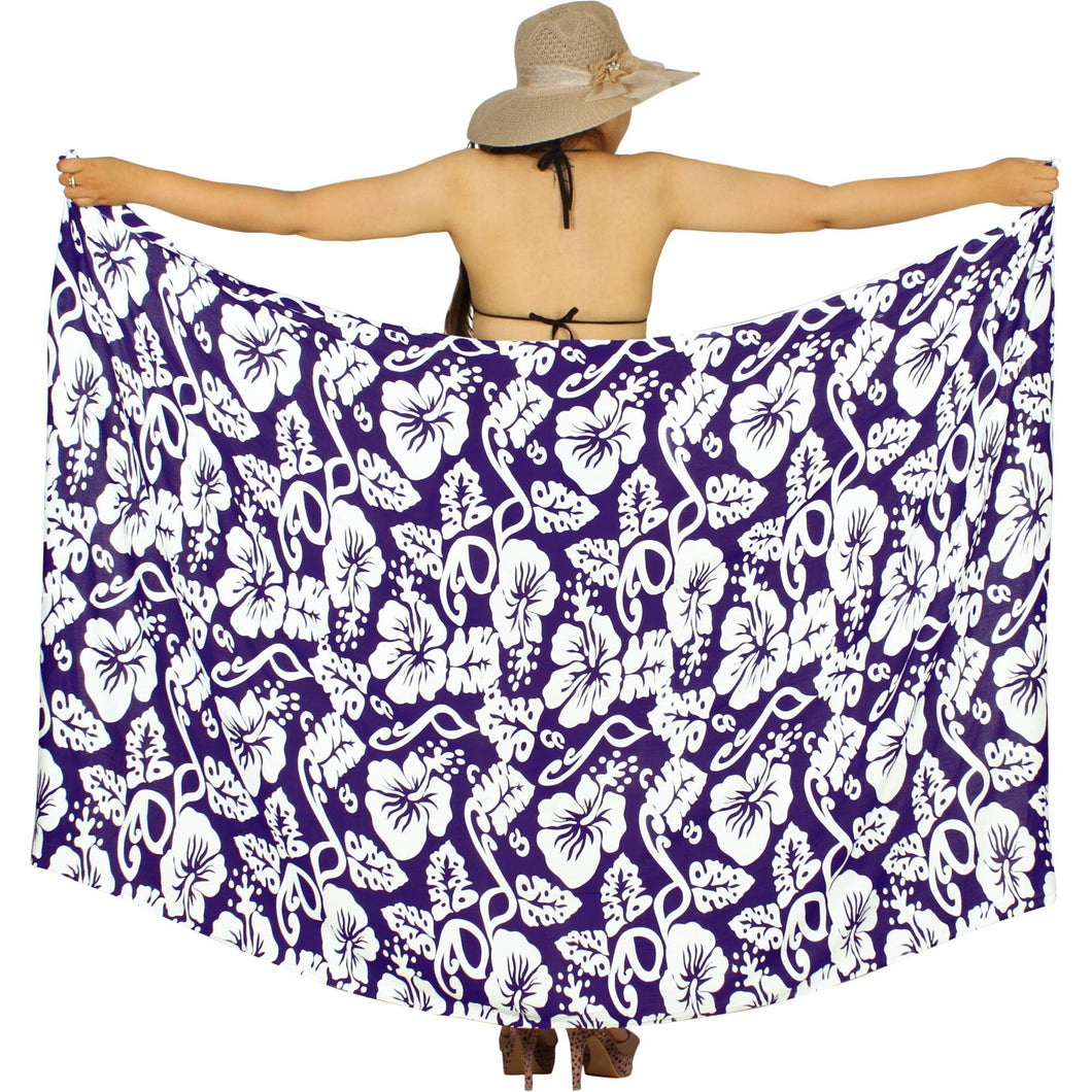 Women's Beach Wrap Floral Purple White