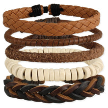 Load image into Gallery viewer, Man About Town Leather Men&#39;s Bracelet Set
