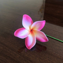 Load image into Gallery viewer, Plumeria Foam Flower with Stem Fuchsia Pink 2.25"
