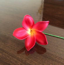 Load image into Gallery viewer, Plumeria Foam Flower with Stem Red 2.25&quot;
