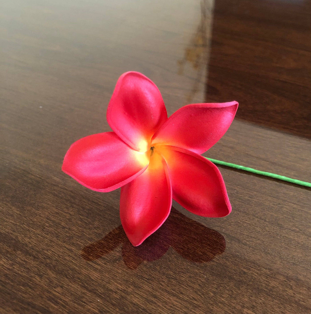 Plumeria Foam Flower with Stem Red 2.25