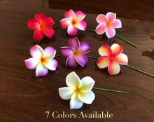 Load image into Gallery viewer, Plumeria Foam Flower with Stem, White Yellow 2.5"
