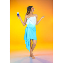 Load image into Gallery viewer, Women&#39;s Tie Dye Rayon Beach Wrap Turquoise Ombre
