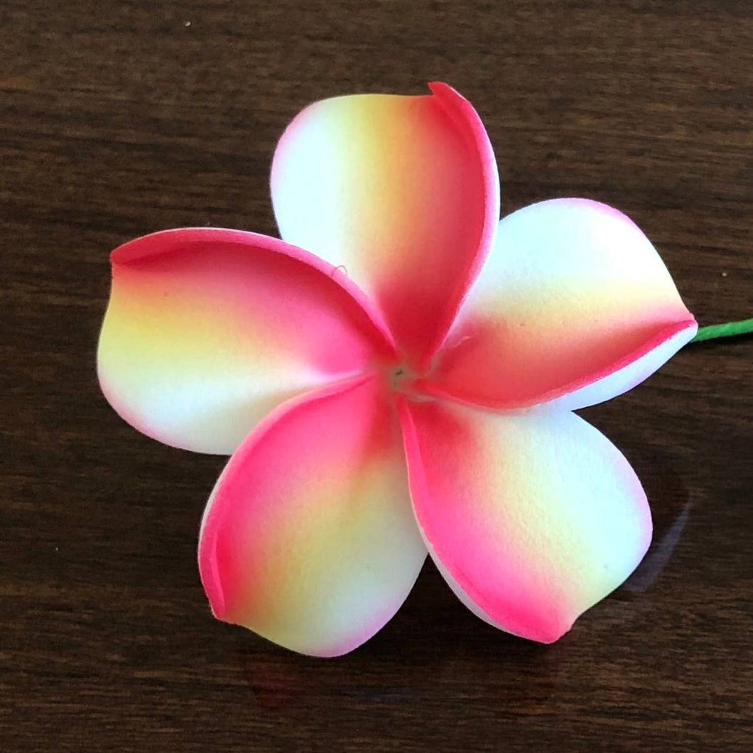 Plumeria Foam Flower with Stem Red and Yellow 2.5