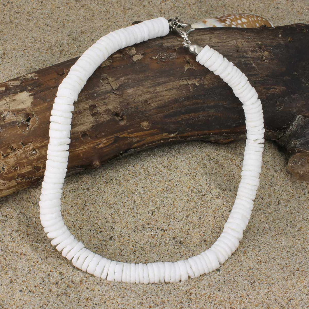 Hawaiian Dreams Round White Puka Shell Anklet